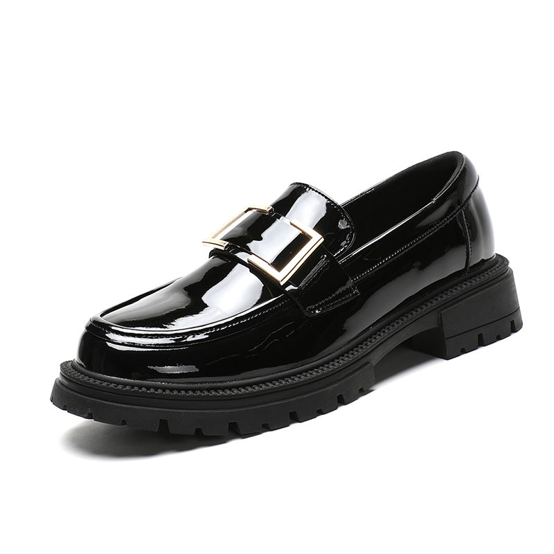 Damen Frühling Retro Britische One Pedal Plateau Loafer