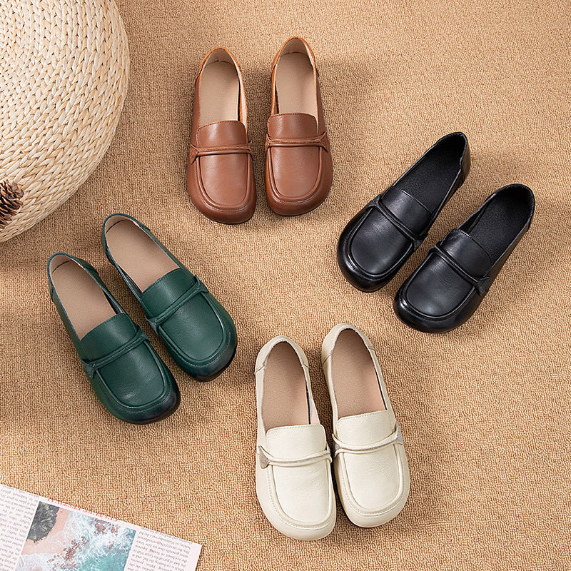 Women's Genuine Comfortable Mom Small Single-layer Flat Loafers