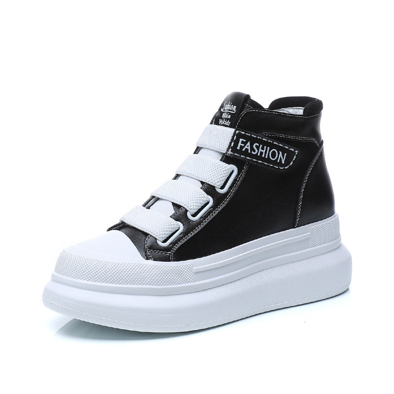 Women's High Top White Korean Style Genuine Casual Shoes