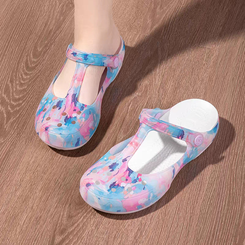 Women's Trendy Art Design Jelly Beach Hole Women's Shoes