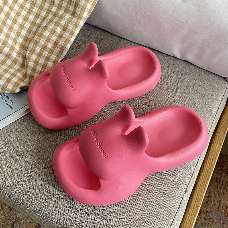 Sandales d'été pour femmes en forme de lapin mignonnes pour l'extérieur, bord de mer, plage