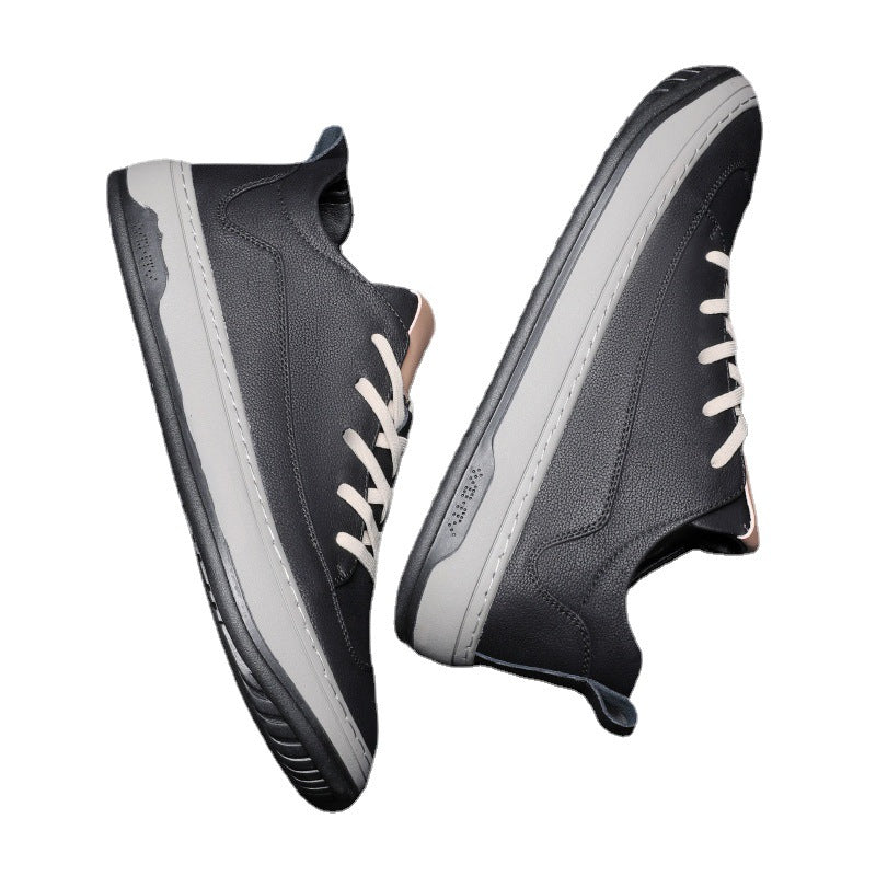 Zapatos de cuero Retro negro a la moda coreana para hombres que combinan con todo