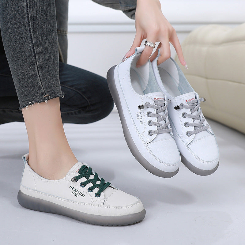 Women's Genuine Four Soft-soled White Slip-on Casual Shoes
