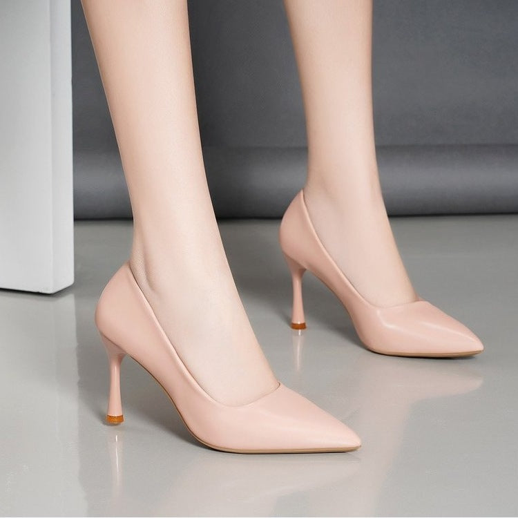 Women's Autumn Stiletto Slip-on Pointed Solid Color Women's Shoes