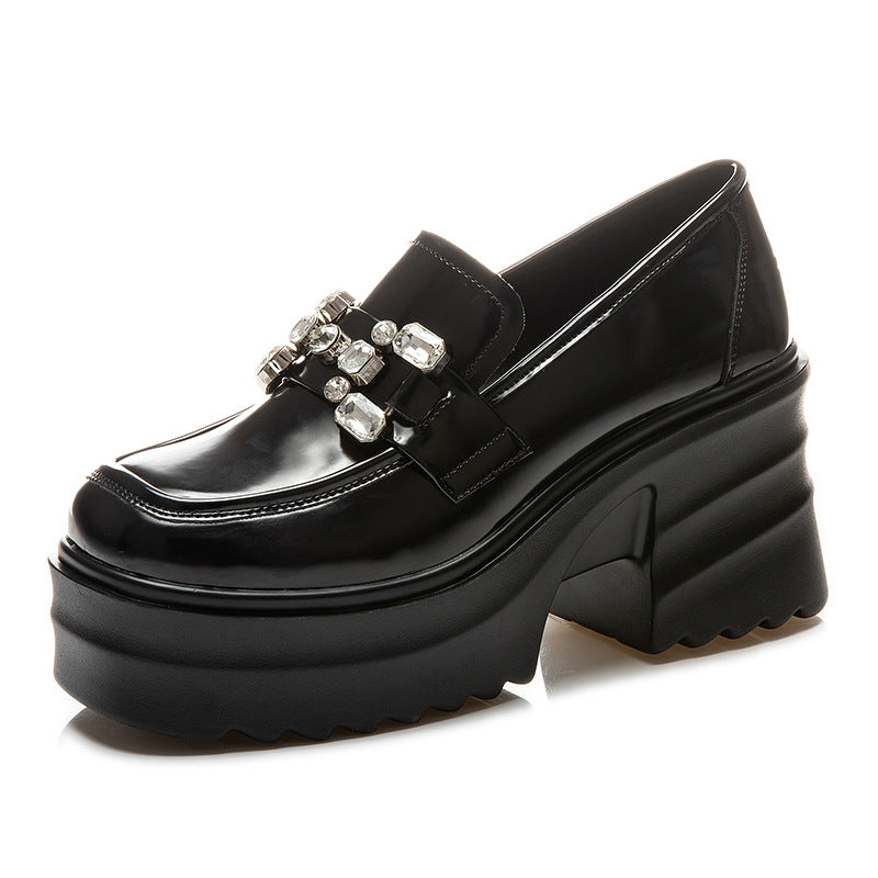 Women's Platform Black Thin British Style Muffin Women's Shoes