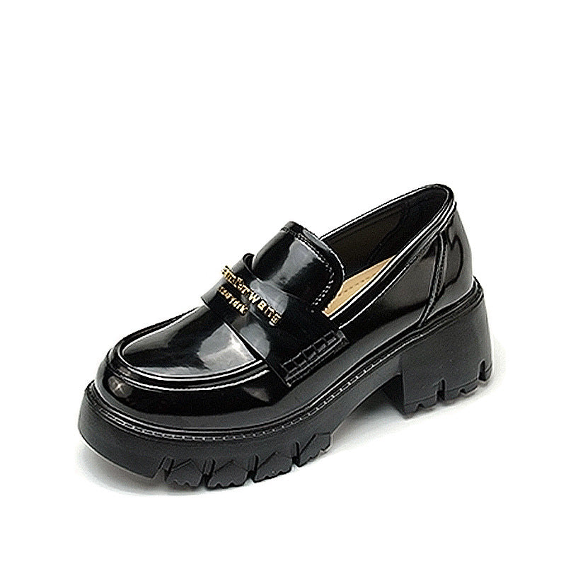 Britische Frühlings-Loafer im Preppy-Stil für Damen mit dicker Sohle und klobiger Sohle