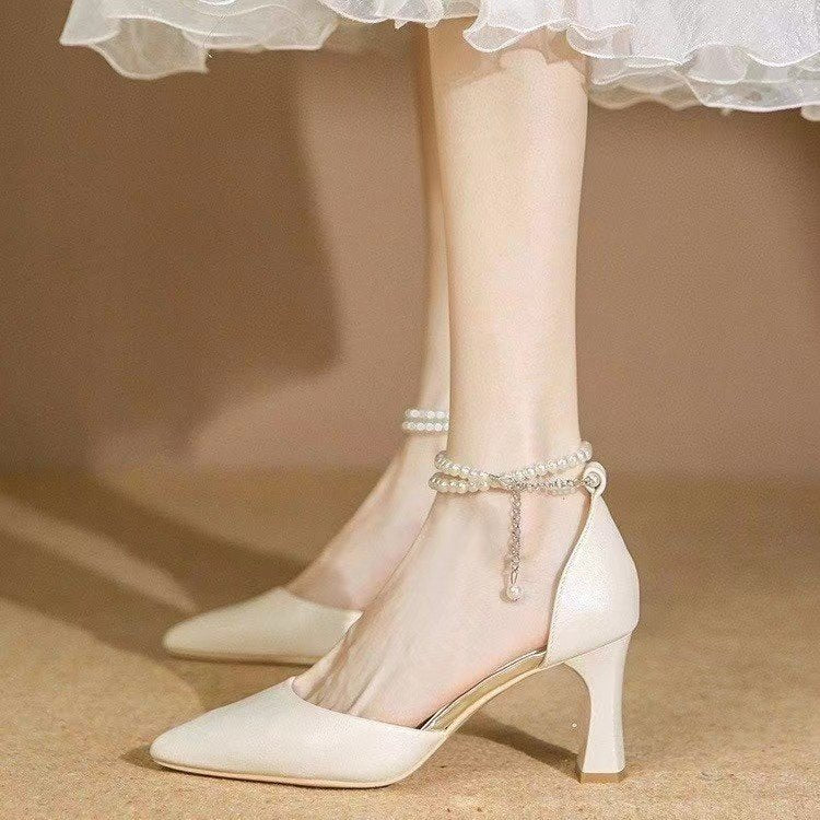 Women's Summer Fashion Closed Toe Low-cut Hollow Heels