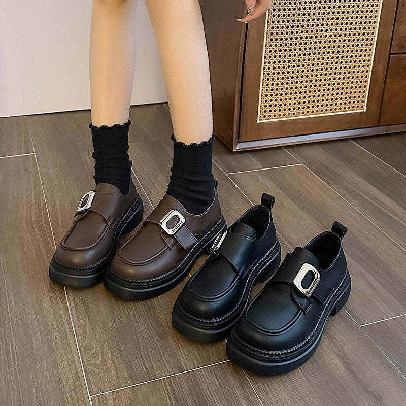 Damen Head Erhöhte Retro-Loafer im britischen Stil mit Plateausohle