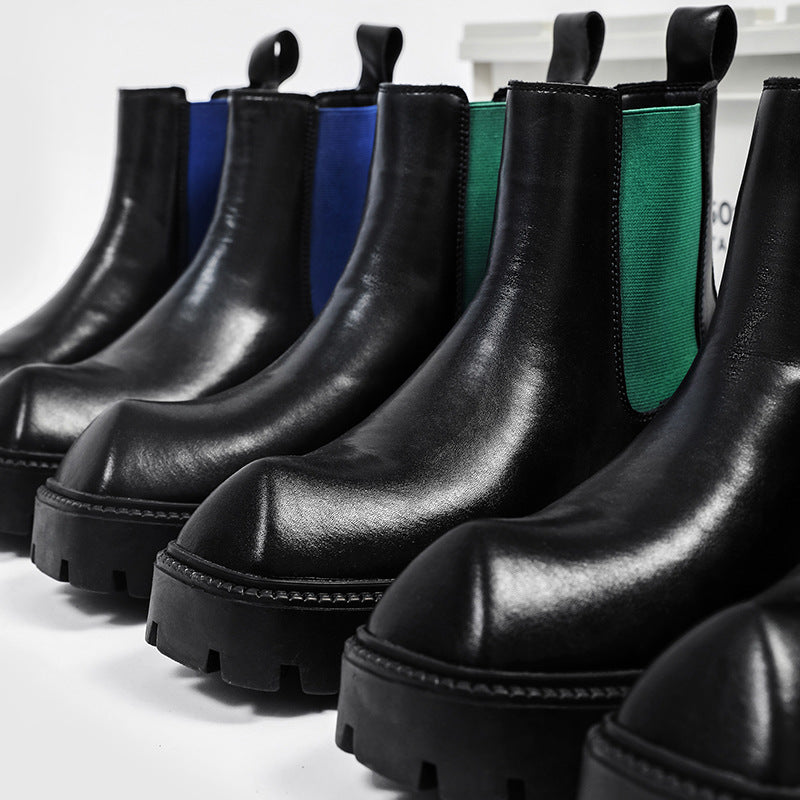 Dicke Chelsea-Stiefel für Herren im britischen Stil mit quadratischer Zehenpartie