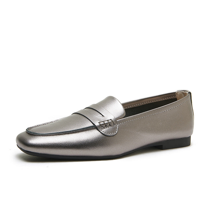 Women's Platinum Genuine Square Toe Soft Bottom Loafers