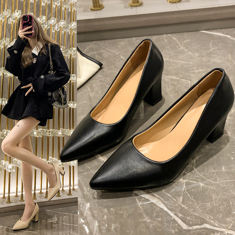 Women's Autumn Commuter Stewardess Formal Wear Elegant Kitten Pointed Women's Shoes