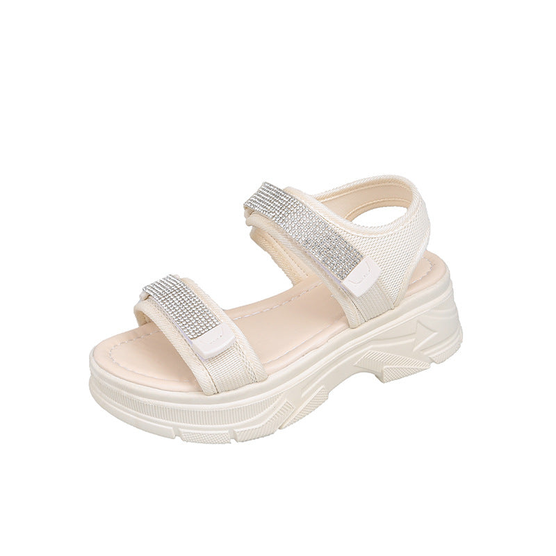 Damen Sommer Klett Plateau Muffin Fashion Strandsandalen