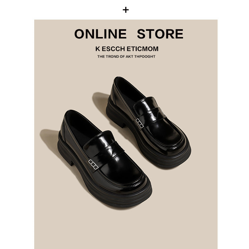 Kleine weiße Loafer im Retro-Britischen Stil mit Plateausohle für Damen