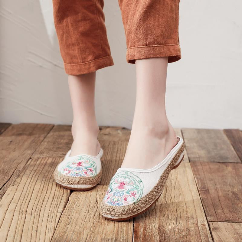 Women's Toe Half Can Wear Outside Cotton Linen Slippers