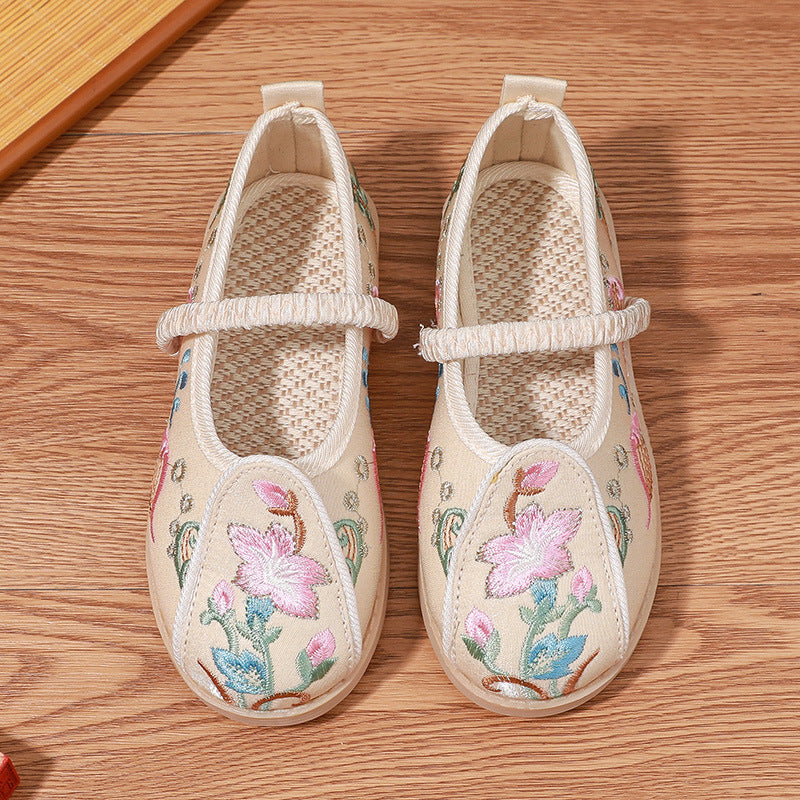 Children's Ancient Costume Embroidered Style Old Cloth Kid's Shoes