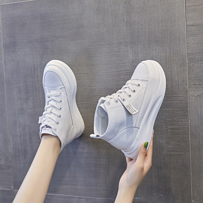 Women's Korean Style Platform White Sports Single Casual Shoes