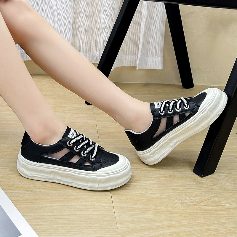 Women's Summer Korean Style Basic White Height Increasing Casual Shoes