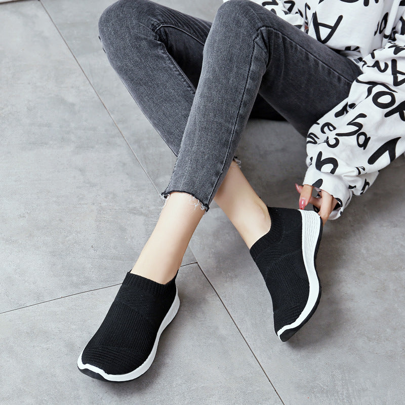 Calcetín coreano tejido para mujer transpirable zapatos casuales ligeros