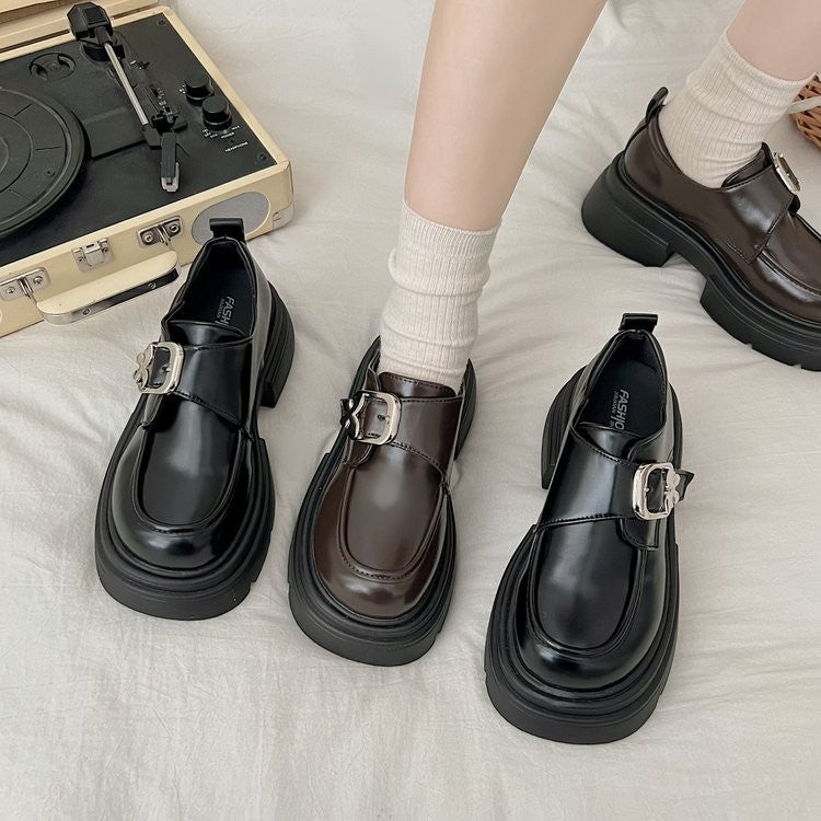 Schwarze Loafer im britischen Retro-Frühlingsstil für Damen