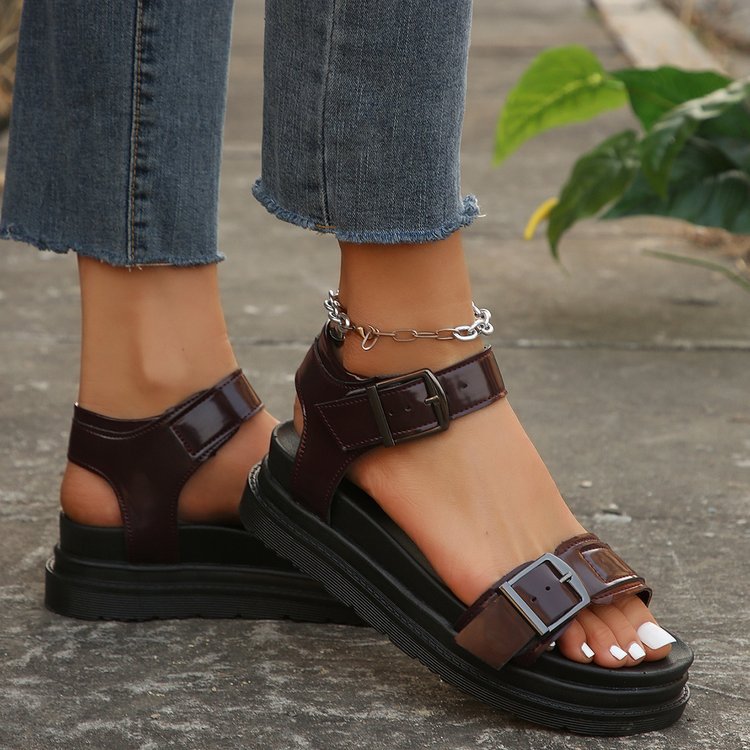 Women's Outdoor Summer Platform Belt Buckle Plus Sandals