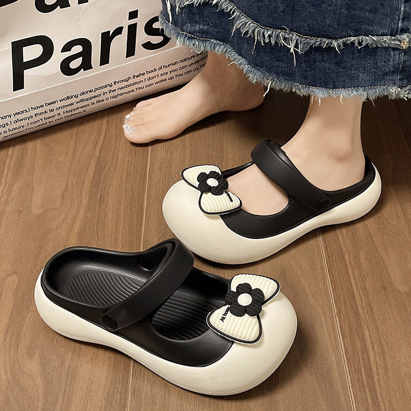 Women's Closed Toe Summer Heart Bow Outer Wear Sandals