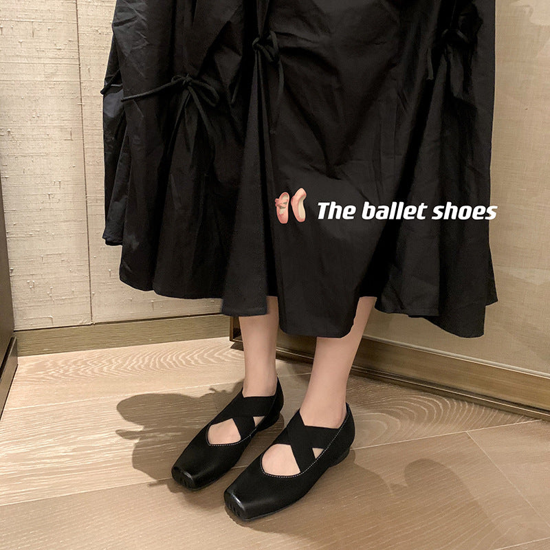 Women's Low Ballet Outer Wear Cross Pig Women's Shoes