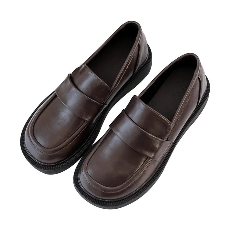 Britische Slip-On-Loafer mit dicker Plateausohle für Damen im Frühjahr