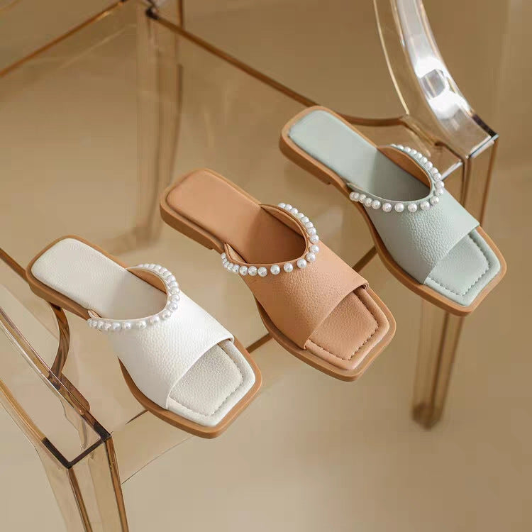 French Style Vintage Pearl Gentle Fashion Sandals