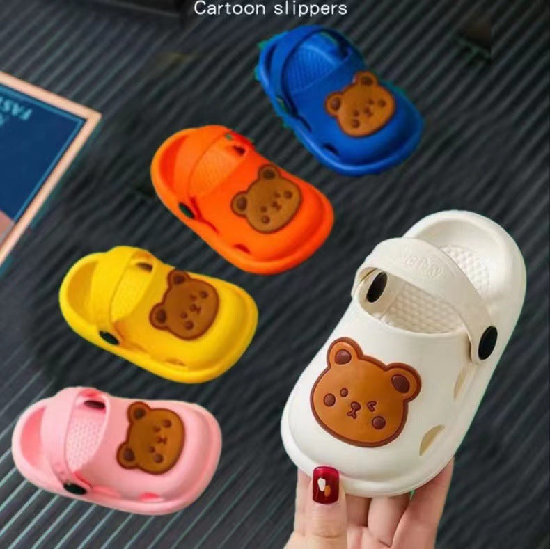 Children's Plastic Cartoon Bear Home Cute Hole Kid's Shoes