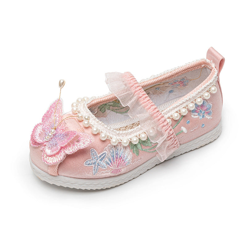 Children's Chinese Costume Ethnic Ancient Style Embroidered Kid's Shoes