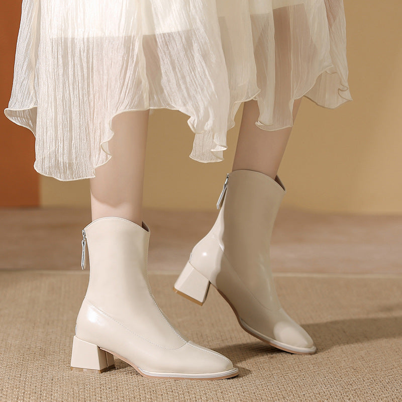 Botines holgados de mujer botas altas blancas gruesas