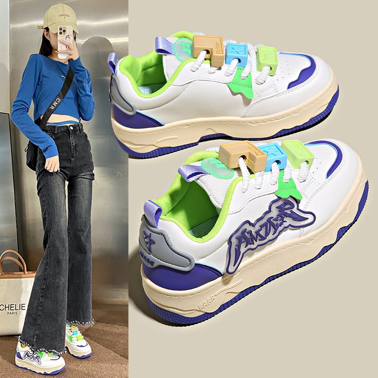 Women's White Dopamine Autumn Color Matching Design Sneakers