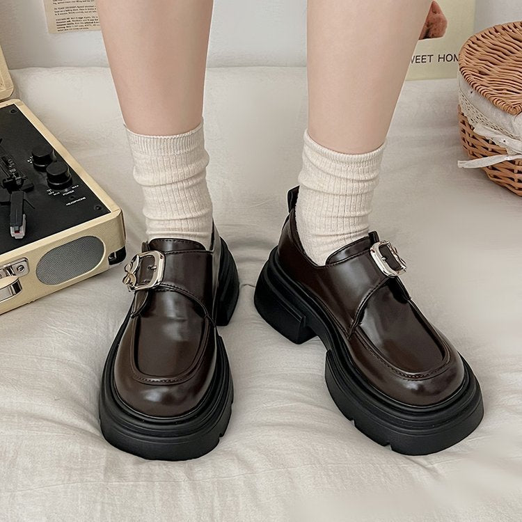 Schwarze Loafer im britischen Retro-Frühlingsstil für Damen