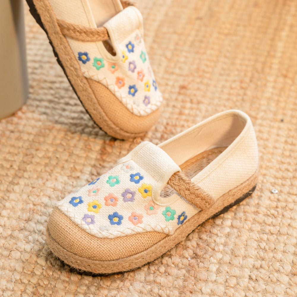 Zapatos de lona florales de primavera con flores frescas encantadoras para mujer