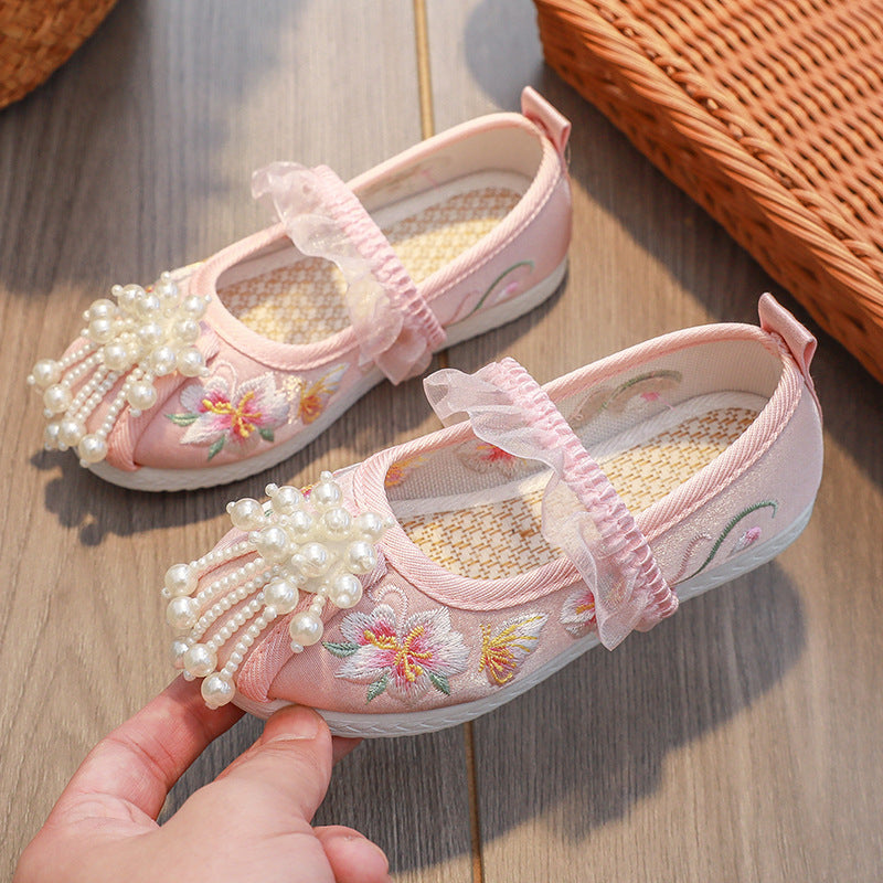 Children's The Han Clothing Ancient Style Embroidered Costume Kid's Shoes