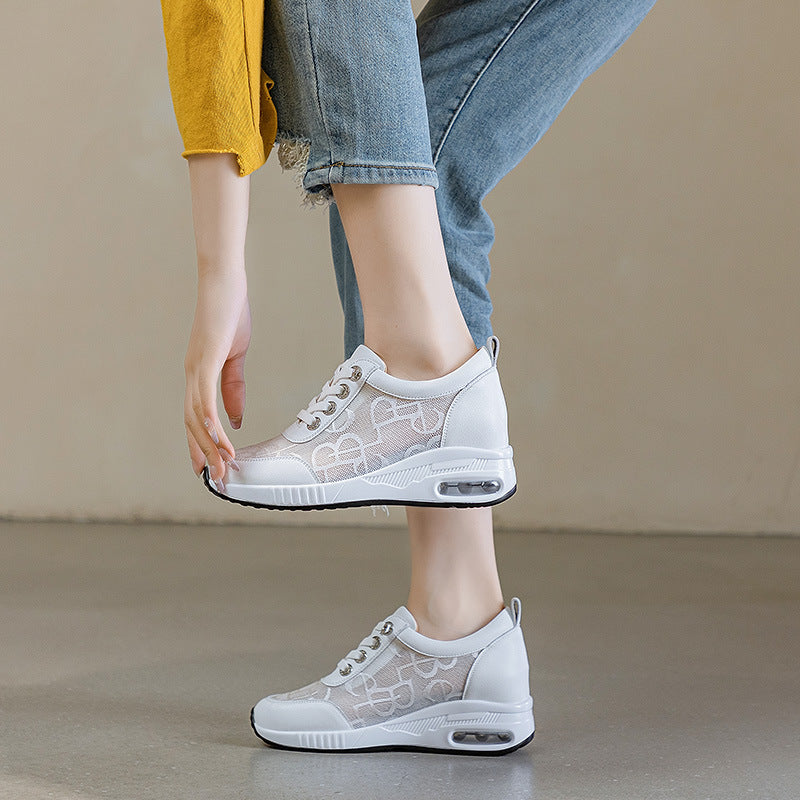 Women's White All-match Summer Mesh Breathable Platform Casual Shoes