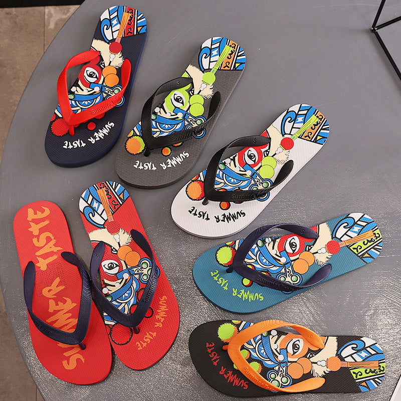 Men's Fashion Facial Makeup Summer Outdoor Fashionable Flip Flops