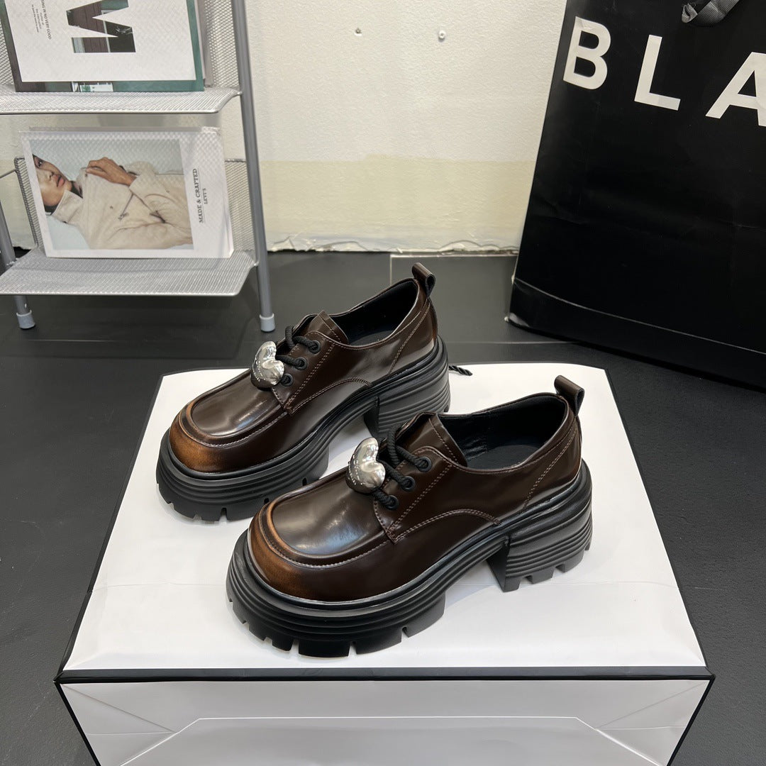 Damen-Loafer im britischen Stil mit Plateausohle, extra schwarz