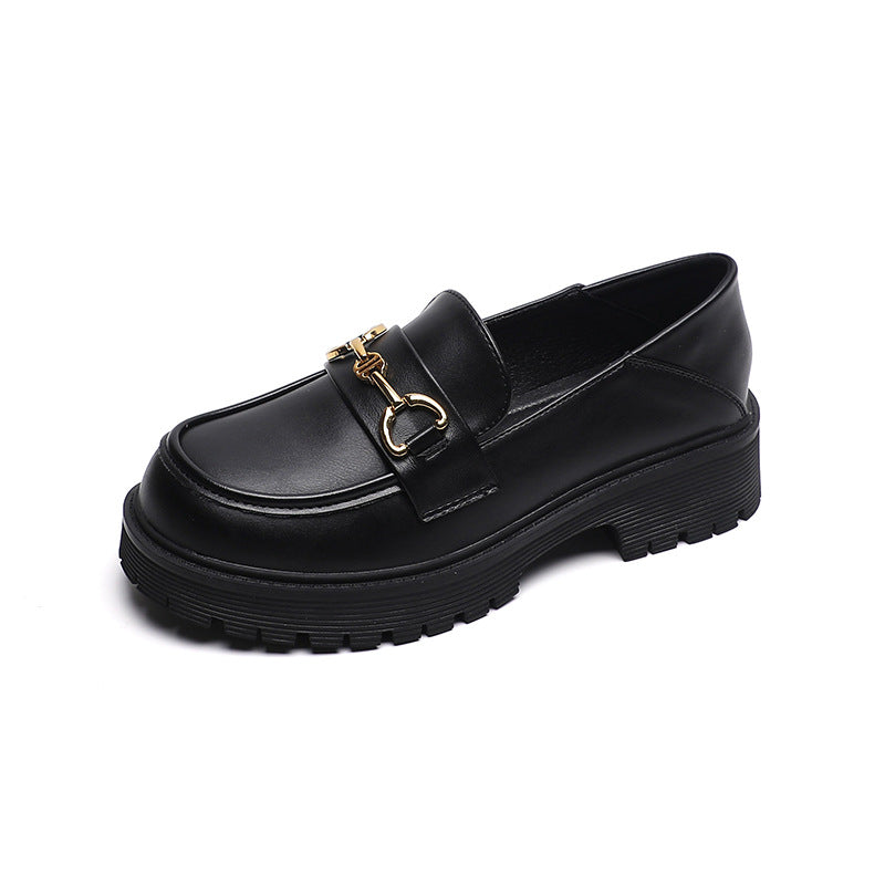 Damen Plateau Loafer im Retro-Stil mit kleiner Erhöhung