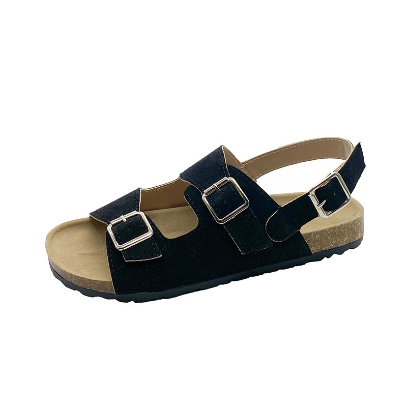 Women's Sports Style High-grade Retro Buckle Solid Color Sandals