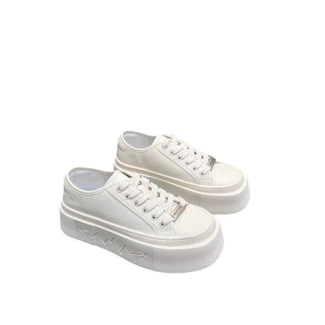 Women's Spring Fashion Square Head Solid Color Sneakers