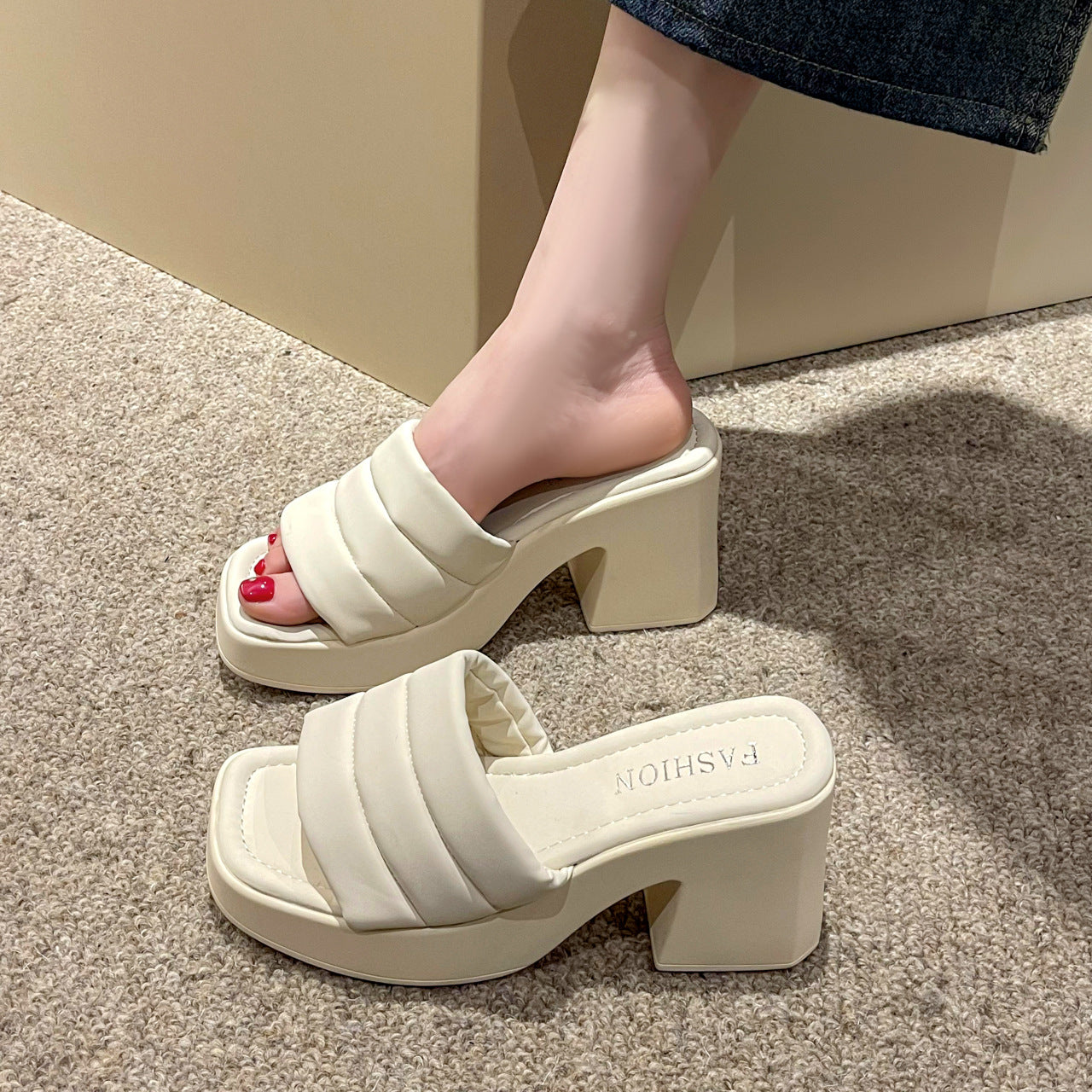 Women's High Outdoor Summer French Simplicity Chunky Heels