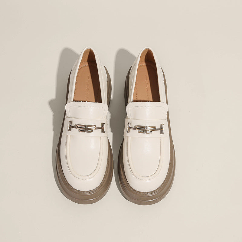 Women's Genuine British Style Low-cut Chunky Korean Loafers