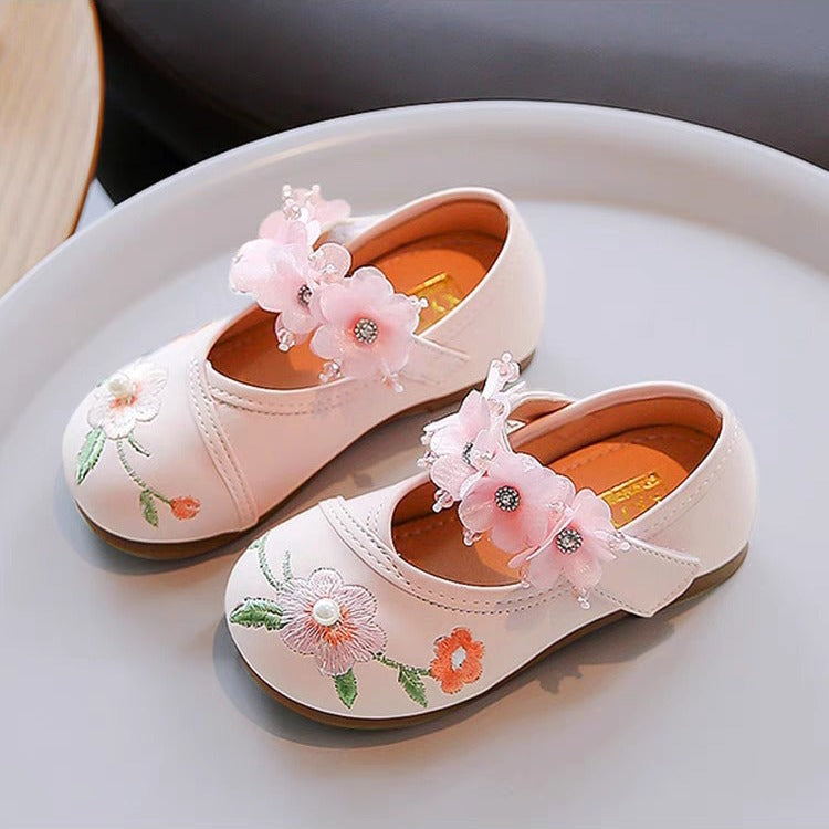 Children's Han Chinese Costume Antique Style Embroidery Small Female Pumps Kid's Shoes