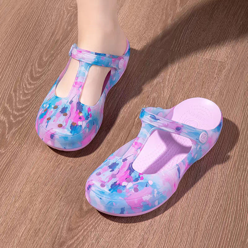 Women's Trendy Art Design Jelly Beach Hole Women's Shoes