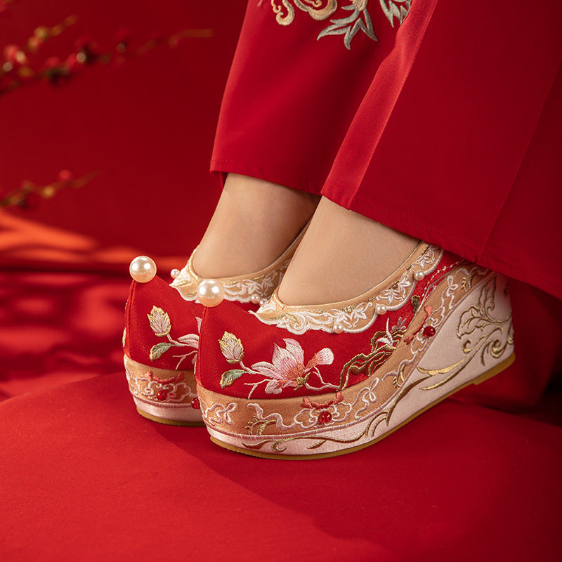 Chaussures en toile confortables brodées Hanfu de style ancien brocart pour femmes