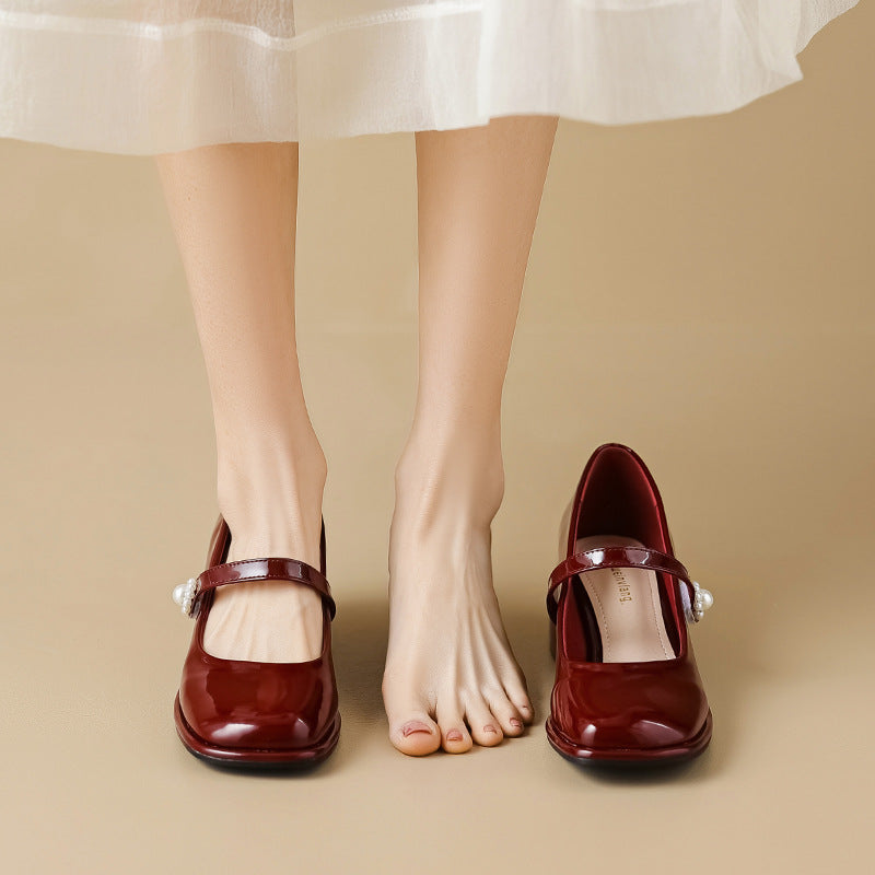 Chaussures pour femmes à bout carré et mot vintage français pour hommes