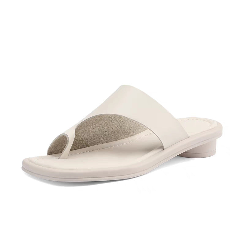 Women's Covering Flat Leisure Surface Solid Color Slip-on Sandals