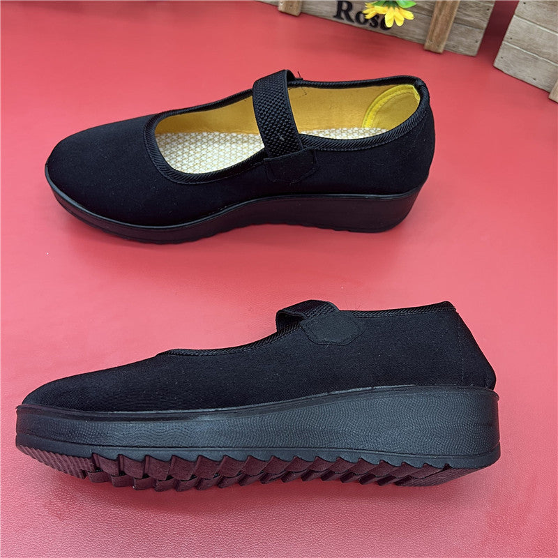 Chaussures en toile élastiquées noires pour femmes polyvalentes