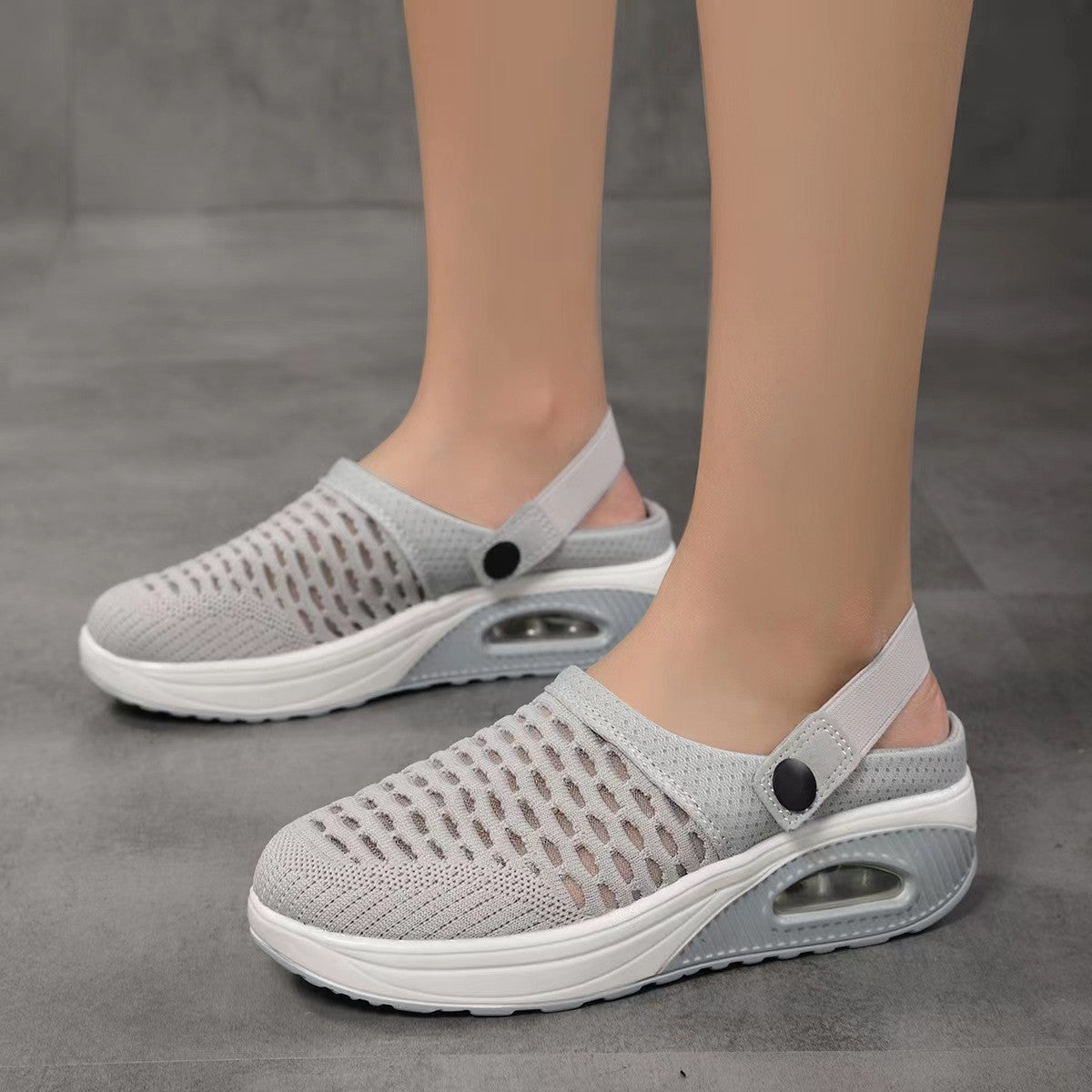 Women's Size Toe Box Summer Half Lightweight Air Cushion Sandals